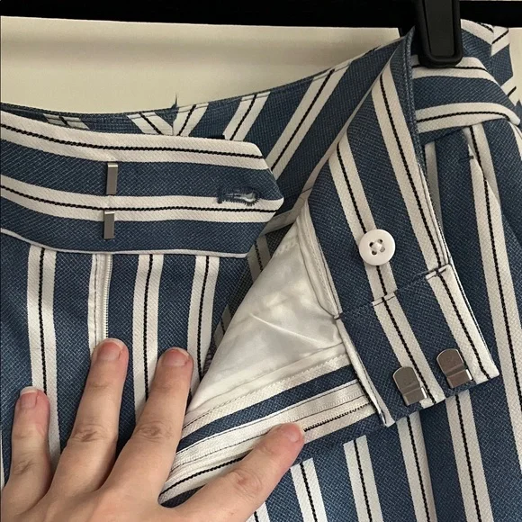 EUC | 10P | Banana Republic Blue and White Striped Wide Leg Capris - Picture 2 of 5